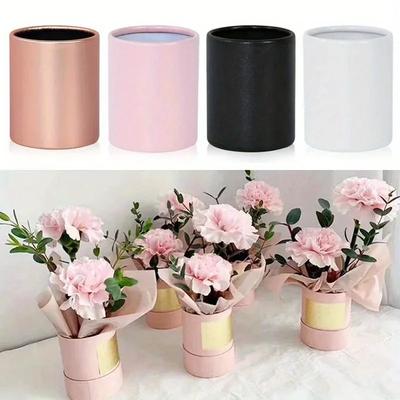 1/4Pcs Mini Flower Box Portable Round Rose Bouquet Bucket Wedding Party Table Decoration DIY Gift Packaging Valentine's Day