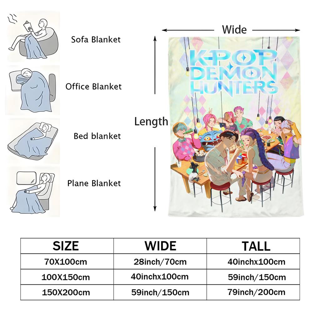 K-Pop Demon Hunters Huntrix Saja Boys Flannel Blanket Super Warm Comfortable Plush Throw Blanket Child Home Decor Fan Gifts
