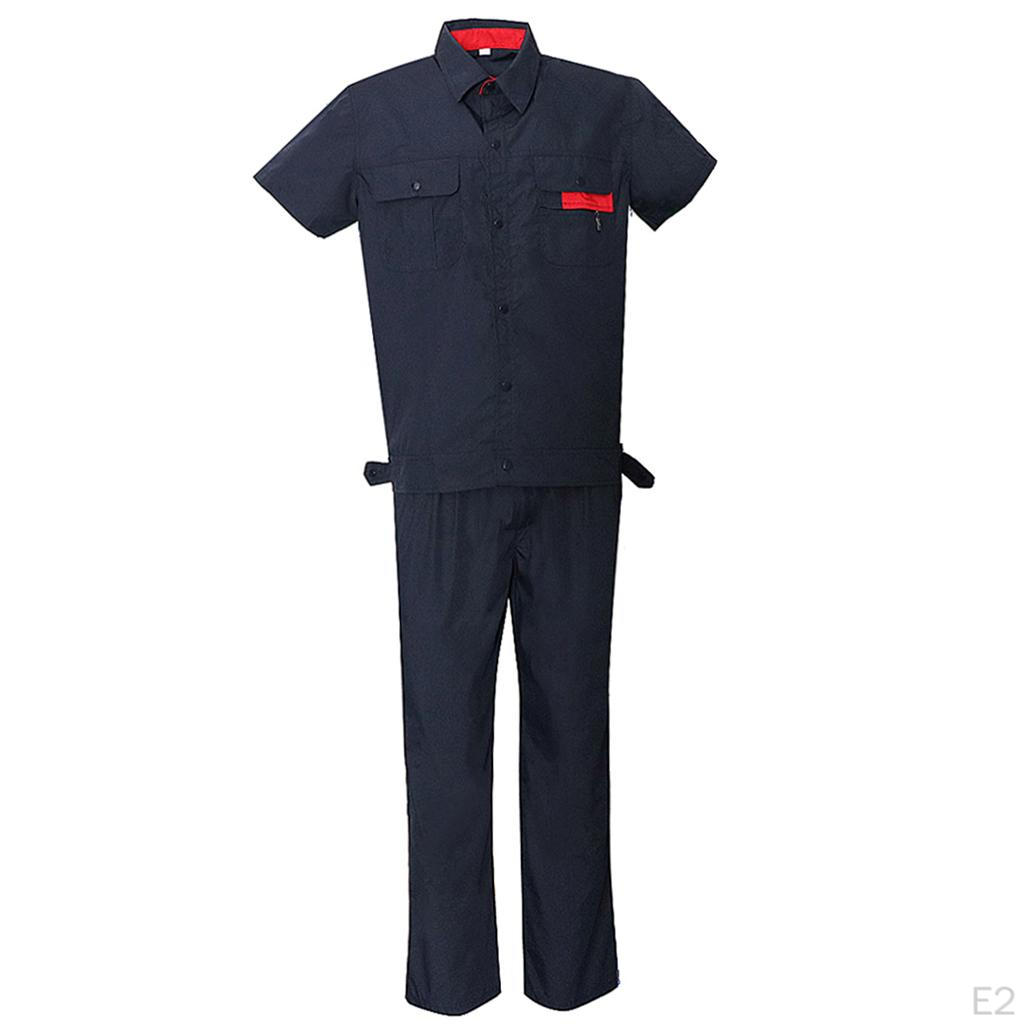 Unisex kortermet uniform arbeidstøy Button Up-jakke og langbuksedress S