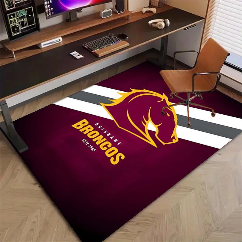 Brisbane Broncos Polyester Carpet, Soft Indoor Mat for Office Chair, Living Room, Computer Desk - Decorative Home Office Rug Design