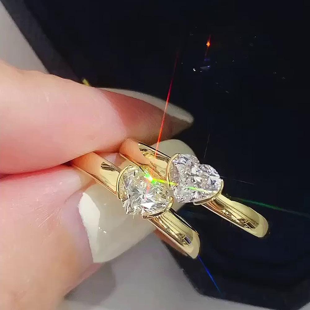 Xiancan Jewelry Heart-Shaped Ring: 2022 Fashion, 6x6 Luxury Simulated Engagement Diamond, Girlish Design