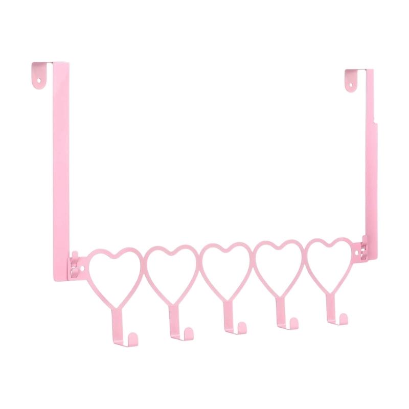 

Practical Versatile Over Door Hook for Bedroom Bathroom Pink Metal Hanger for Hanging Clothes Towels