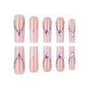 Cross-border European and American nail wear popular long light pink French nail art piece rhinestone flash Spice girls wear nail art