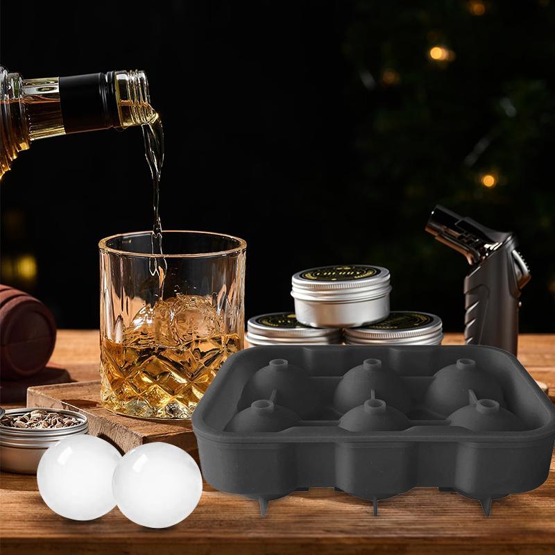 4/6 cavity silicone ice hockey tray, reusable round ice cube mold, perfect tool for frozen cocktails in kitchen bars