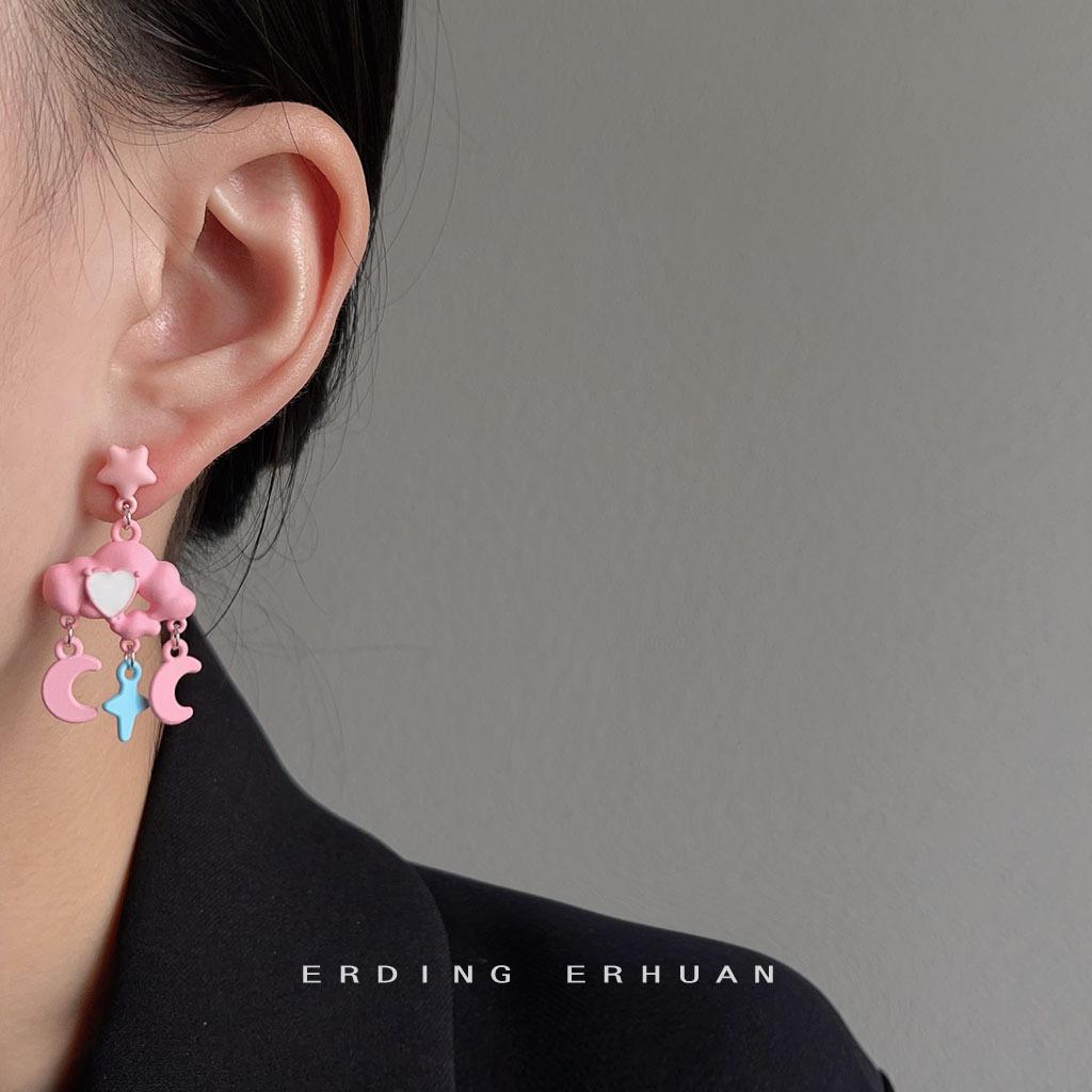 

Дофаминовые цветные облака мультфильм сладкие и милые серьги-булавки из серебра 925 пробы 2025 новые креативные серьги