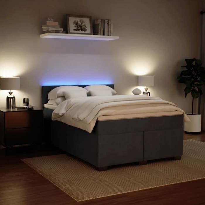 Maison Exclusive - Sommier à lattes de lit et matelas Gris foncé 140x200cm Velours