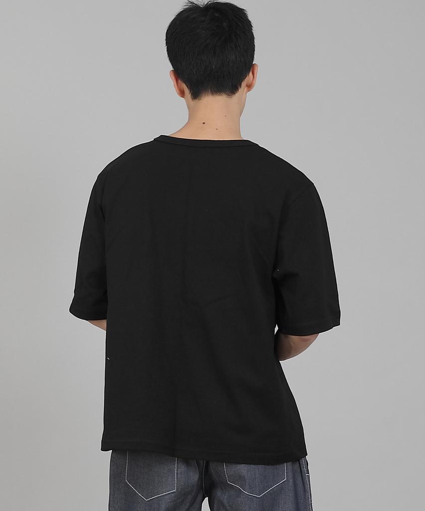 Seinteukeulu Plain R-Neck Half-Sleeve T-Shirt Rhr-896 Black