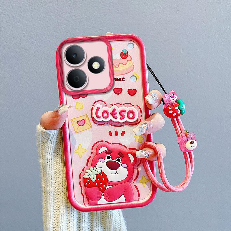 KEYSION Shockproof Case for Realme Note 80 with Lanyard Soft Silicone Cute 3D Cartoon Doll Phone Cover for Realme Note 80