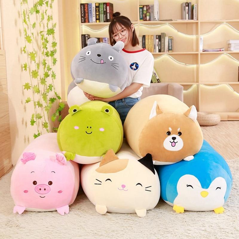 Animal Cartoon Pillow Cushion Cute Fat Dog Cat Totoro Penguin Pig Frog Dino Plush Toy Stuffed Lovely Kids Birthyday Gift