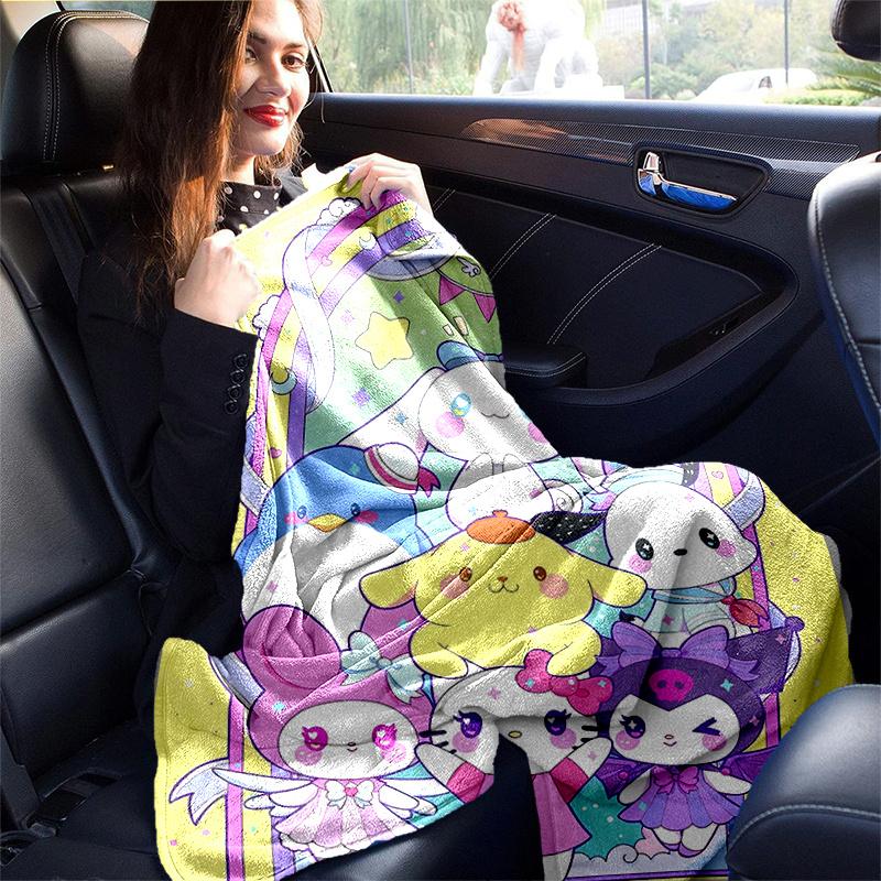 1pc Rainbow Sanrio Friends Blanket, Soft & Cozy Throw Blanket, Living Room, Travel, Camping, Car Blankets, Beach, Office Naps, Perfect Gift.H085