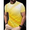 Vibrant Eye-Catching Summer Sunshine Style, Athletic Yellow-White Gradient Line Men'S Short Sleeve T-Shirt