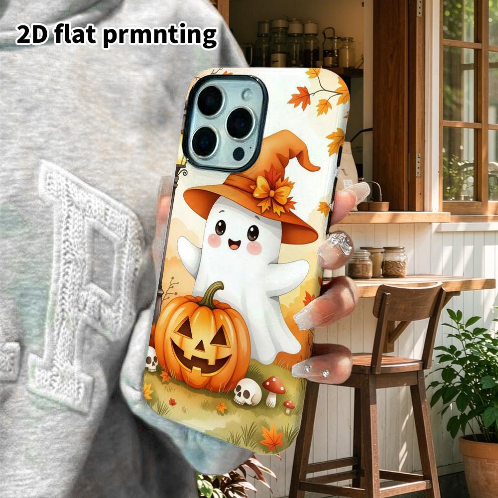 Phone Case: 2D Flat Design Suitable for iPhone 18 17 16 15 14 13 Pro Film Protective Case, Couple Style, Little Autumn Ghost, Christmas and Halloween 