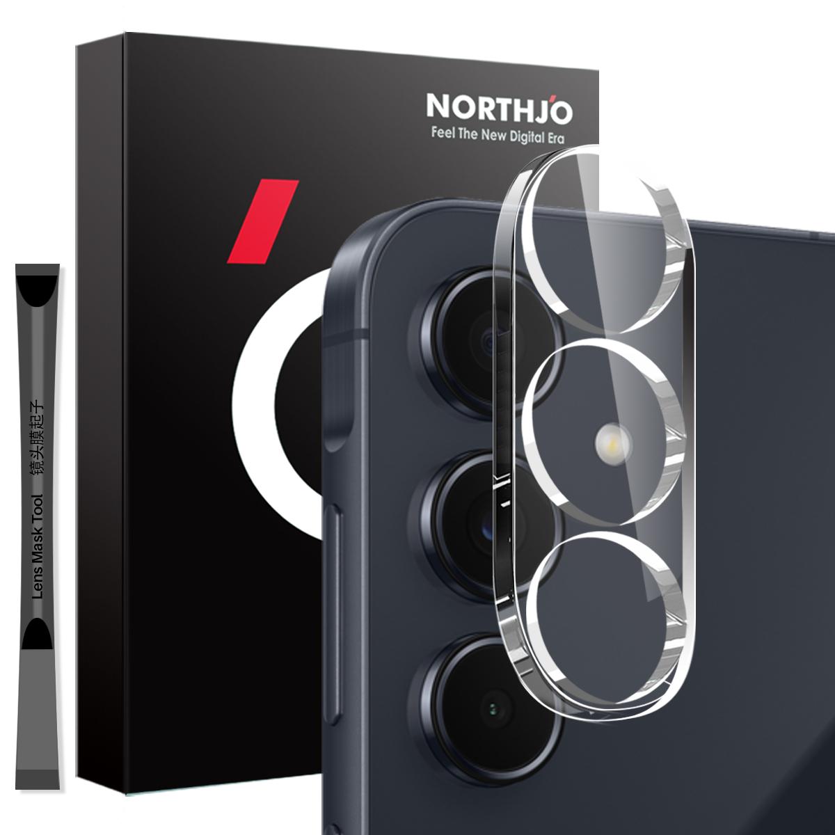 

NORTHJO For Samsung Galaxy A55 5G Camera Lens Protector Tempered Glass HD Clear 3D Full Coverage Type A