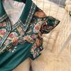 New Summer Pirnt Women Flower Turn Down Collar Flying Sleeve Belt Single Breasted Boho Holiday Party Dresses