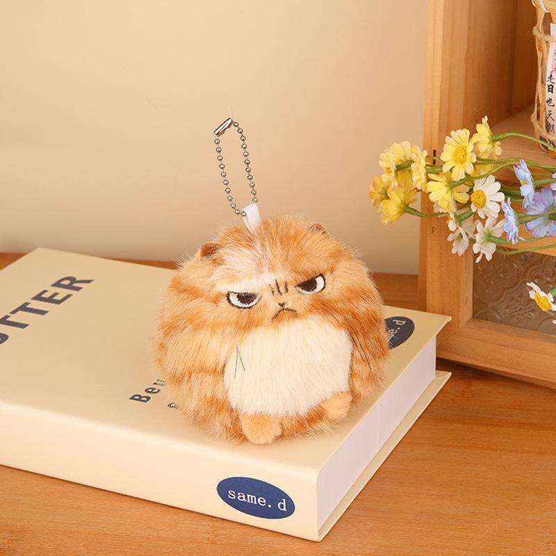 Pull Rope Wagging Tail Angry Kitten Squeaky Plush Toy Cat Bag Charm