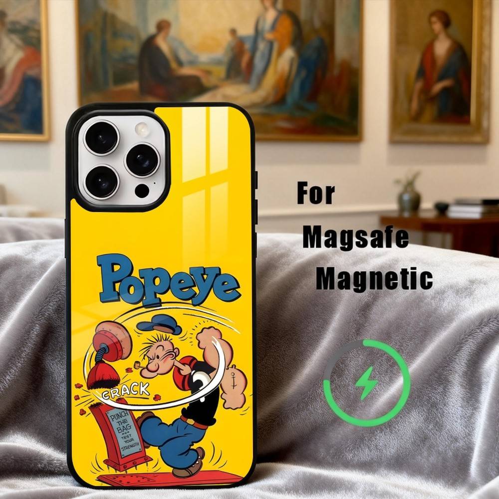 C-Cartoon C-Character P-Popeye-E  Phone Case For iPhone17,16,15,14,13,12,11 Plus,For Magnetic Wireless Charge Cover