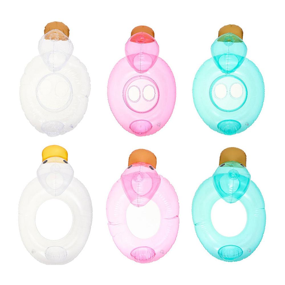 Cute Transparent Duck Swimming Ring for Children Kids Inflatable Baby Bath Swim Circle Floating Seat Ring Swimming Pool Toys