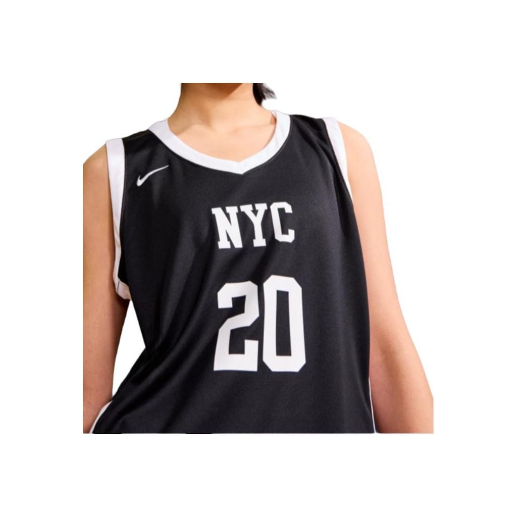 Nike SS24 Dri-Fit Letter Color Block Logo Print Quick-Dry Henley Neck Sleeveless Basketball Jersey Women Jersey Black HF0517-012