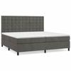 3143284 vidaXL Lit à sommier tapissier et matelas Gris foncé 200x200cm Velours