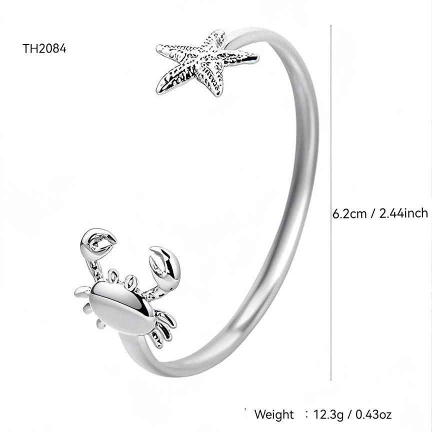 Summer Beach Series Personalized Cute Fashion Simple Stainless Steel 18K Gold-Plated Crab, Starfish Bracelet Female