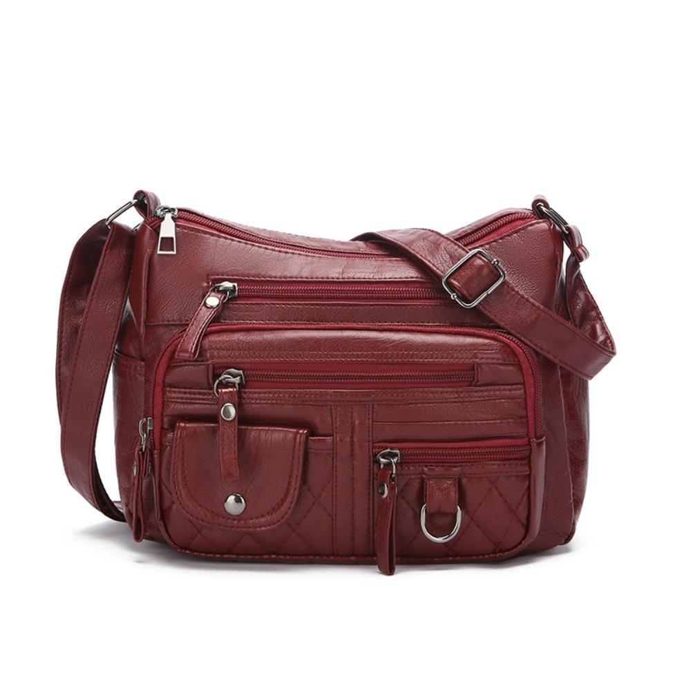 

Retro Multiple Zip Pockets Shoulder Bag Waterproof Shopping Messenger Tote Travel