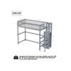 Lit mezzanine - MUVOE - 90x200 - Bois massif - Échelle de sécurité - Gris