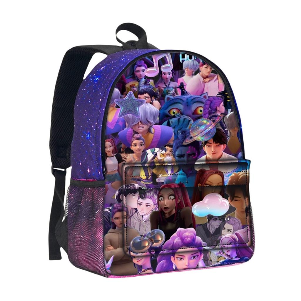 Movie Peripheral Print Backpack, School Bag Student Campus With Plush Ball Backpack