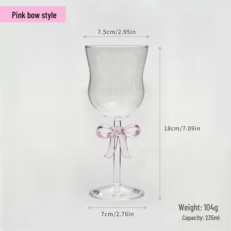 

Retro Pink Bow Stemware Glass