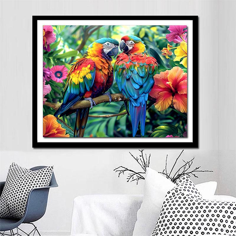 5d DIY Diamond Painting Cross Stitch Colorful Parrot Animals Diamond Embroidery Mosaic Full Round Drill Home Decor