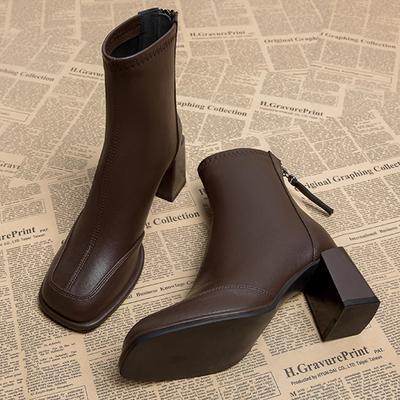 Square Toe Women Ankle Boots High Heels Designer Shoes Winter Fashion New Trend  Chelsea Boots Gladiator Mujer Zapatillas