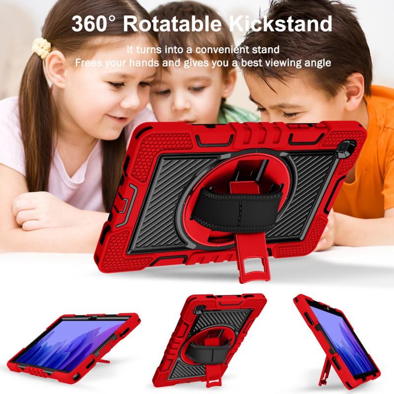 Universal Rotating Stand Case With Nylon Wrist Strap Galaxy Tab A7 T500 T505 2020 - Shockproof Silicone Cover