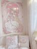 Kawaii Angel Girl Tapestry Chobits Inspired Pink Rose Lace Print Wall Hanging for Girls Bedroom Decor
