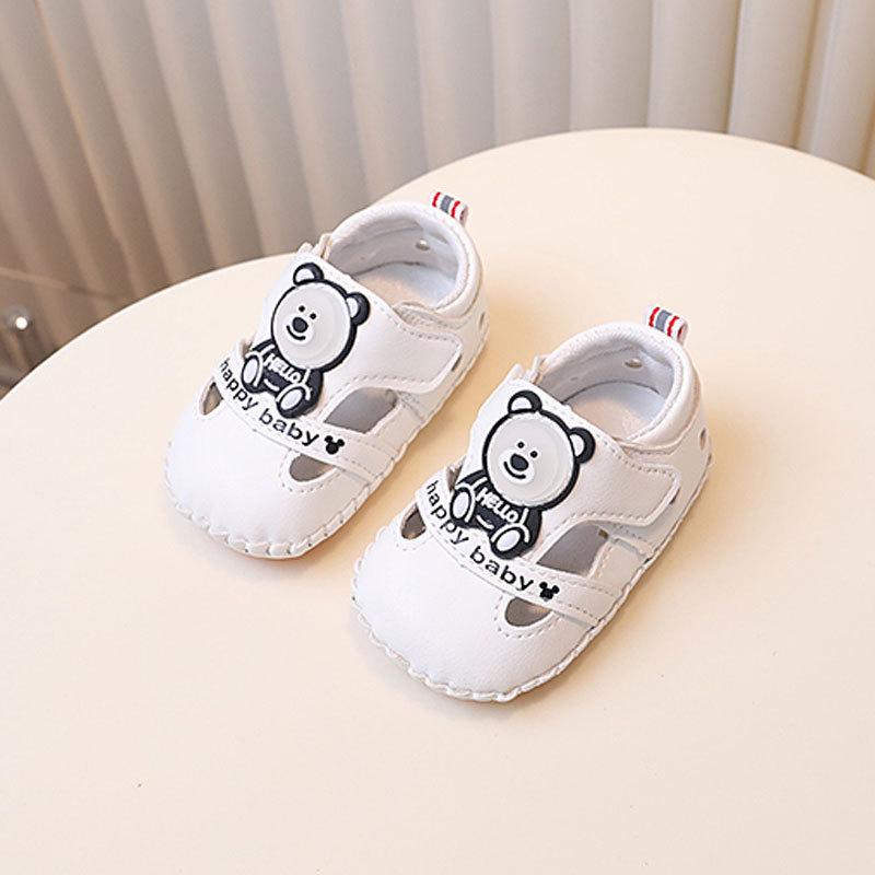 

Summer 0-1 Years Old and A Half Soft-soled Male and Female Baby Sandals 6-12 Months Baby Bag Head Toddler Shoes 18 білий