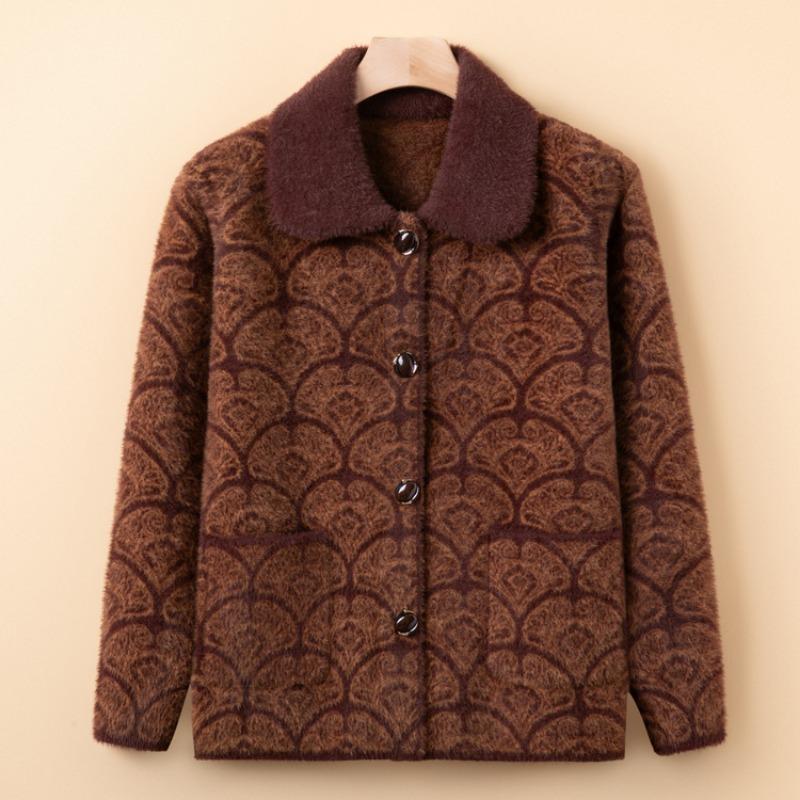 Grandma Spring and Autumn Clothes Woolen Top Women's Middle Age Old Man Mother New Coat Year Old 0 Old Man Old Woman Clothes