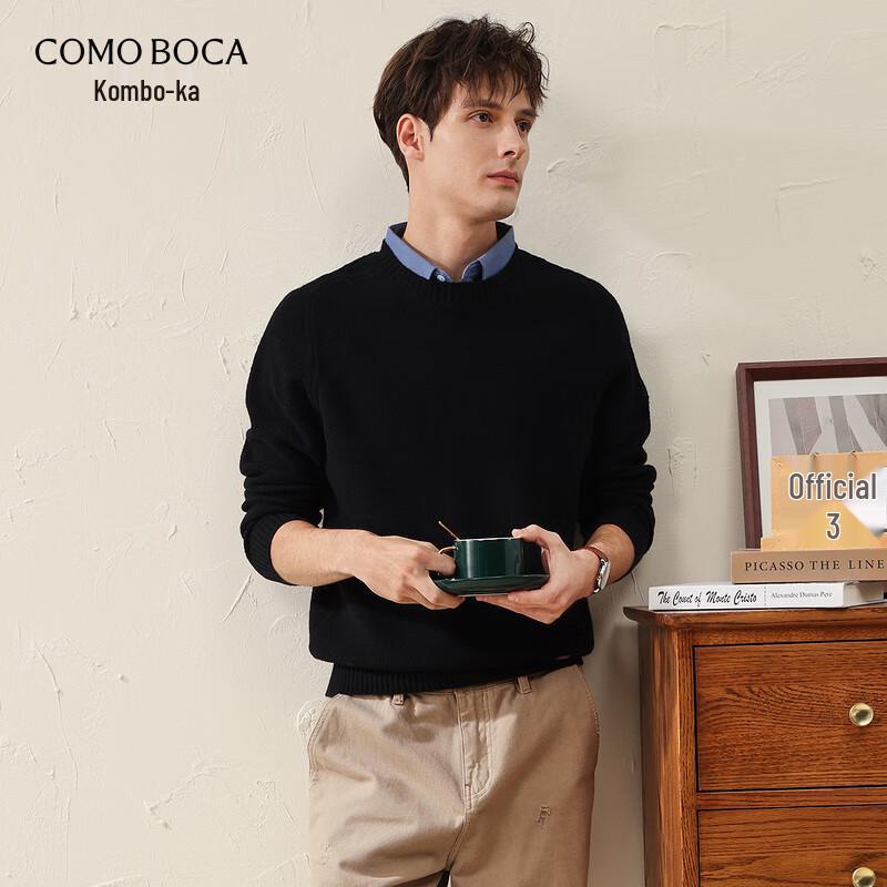 KEMENBOKA Men's Round Neck Pure Wool Sweater