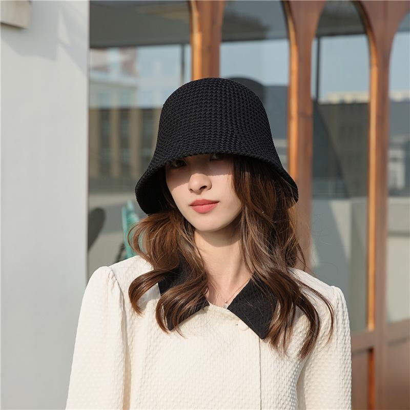 Bucket Hat Women's Face Revealing Small Spring and Summer Sunshade Hollow Thin Breathable Sun Hat Bucket Basin Hat