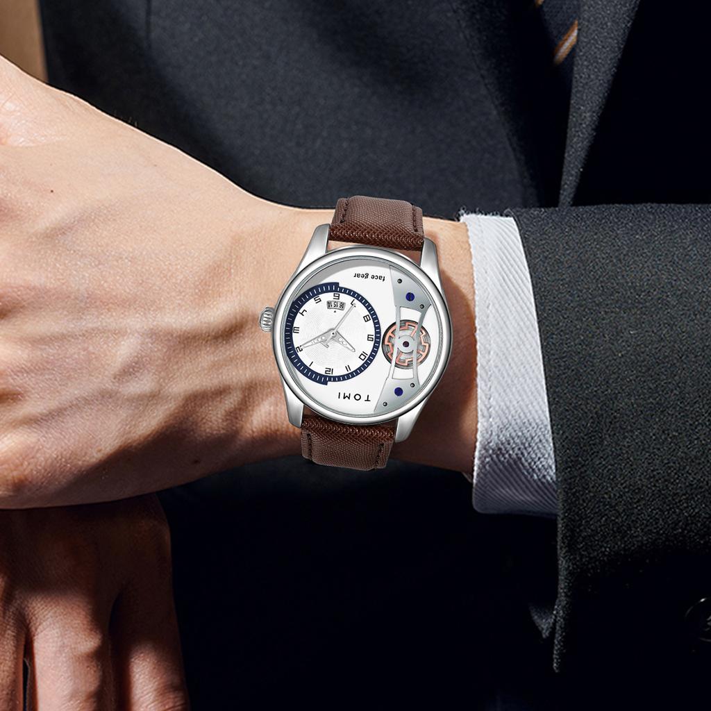 Set Gift Box for Men's Minimalist Business Quartz Watch Luxury Versatile Double Strap Detachable Watch Festival Gift