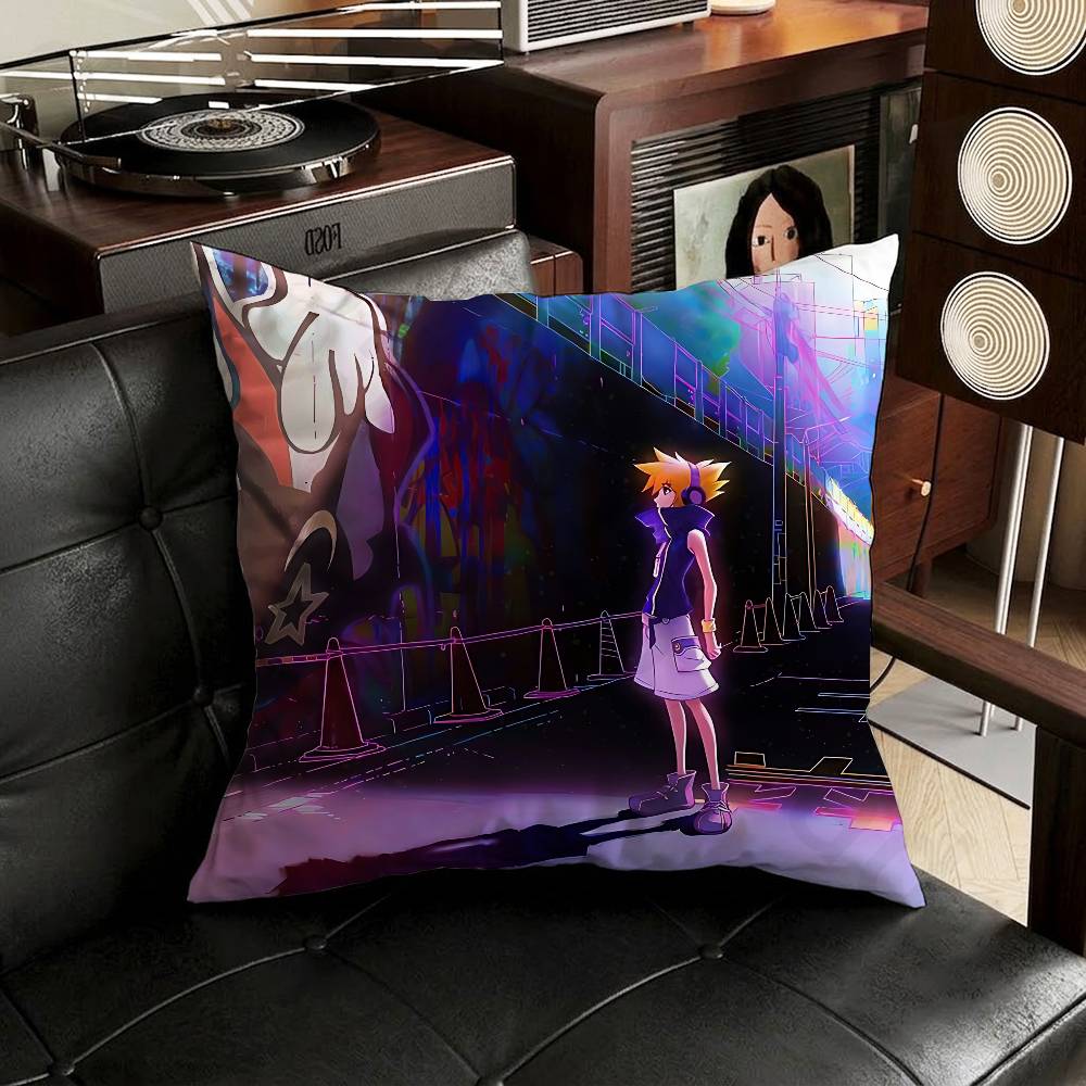 The WWorld Ends with You Pillow Case Antidustmite Pillowcase Invisible zipper silky short plush Sofa cushion cover