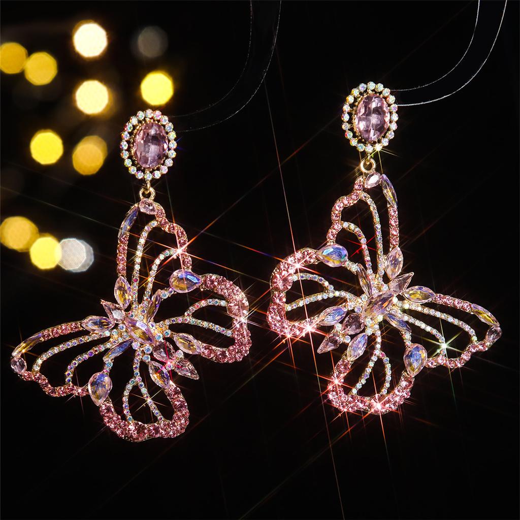 Popular, Colored Glass Rhinestone Butterfly Earrings Women, Personalized Exaggerated Stud Earrings, Ear Jewelry Earrings