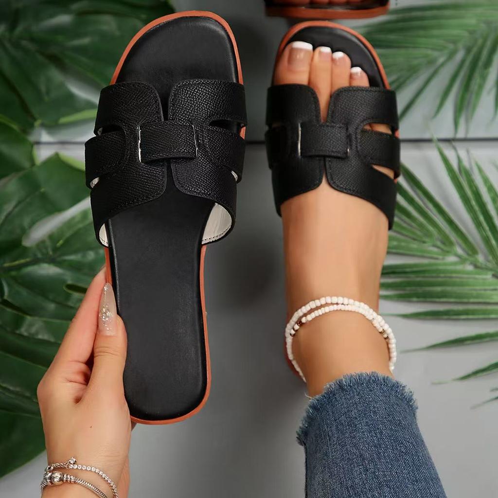 Fashion Summer Women Slippers Fashion Beach Flats Slippers 2025 New Casual Sandals Outdoor Walking Dress Shoes Open Toe Slides Women