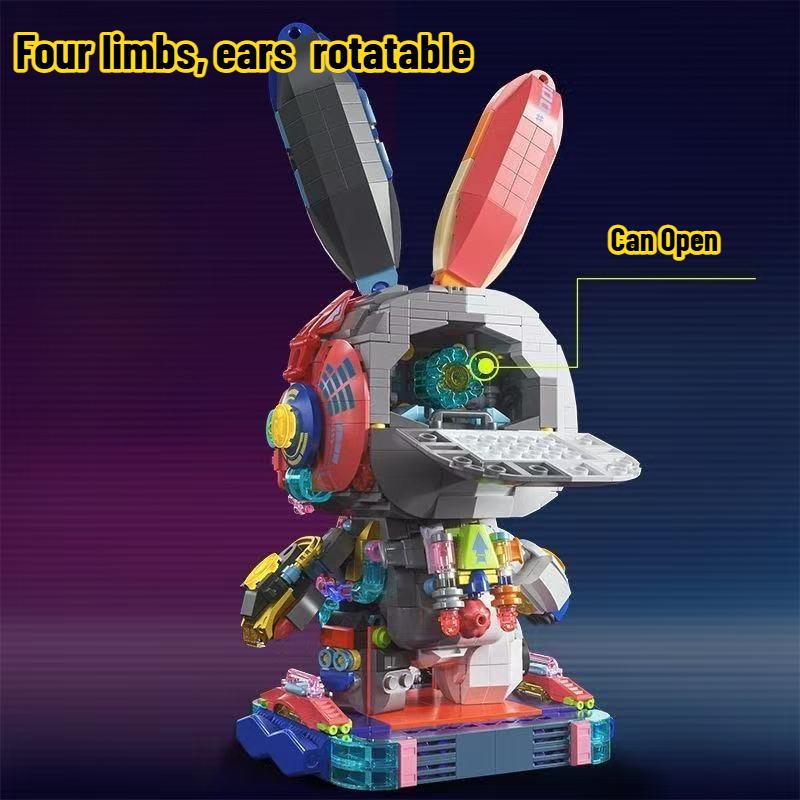 1377 Teile Heißer Chinesischer Baustein Hase Bricht Mechanischer Hase Kreatives Zusammengebautes Puzzle Spielzeug Kindergeschenke
