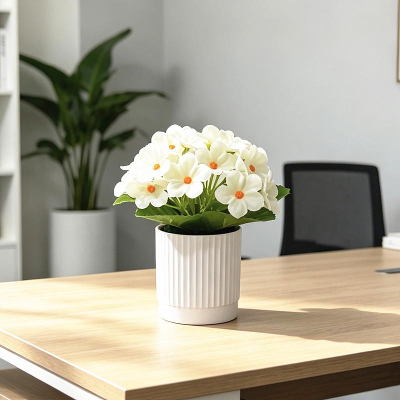 Purple Violet Artificial Plant With Plastic Base For Home Decor And Photography Props
