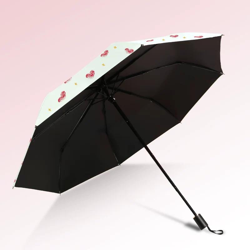 Cute Print Umbrella Girl Young Adult Heart Foldable Fresh Dual-Use Sun-Proof UV Protection Sun Umbrella