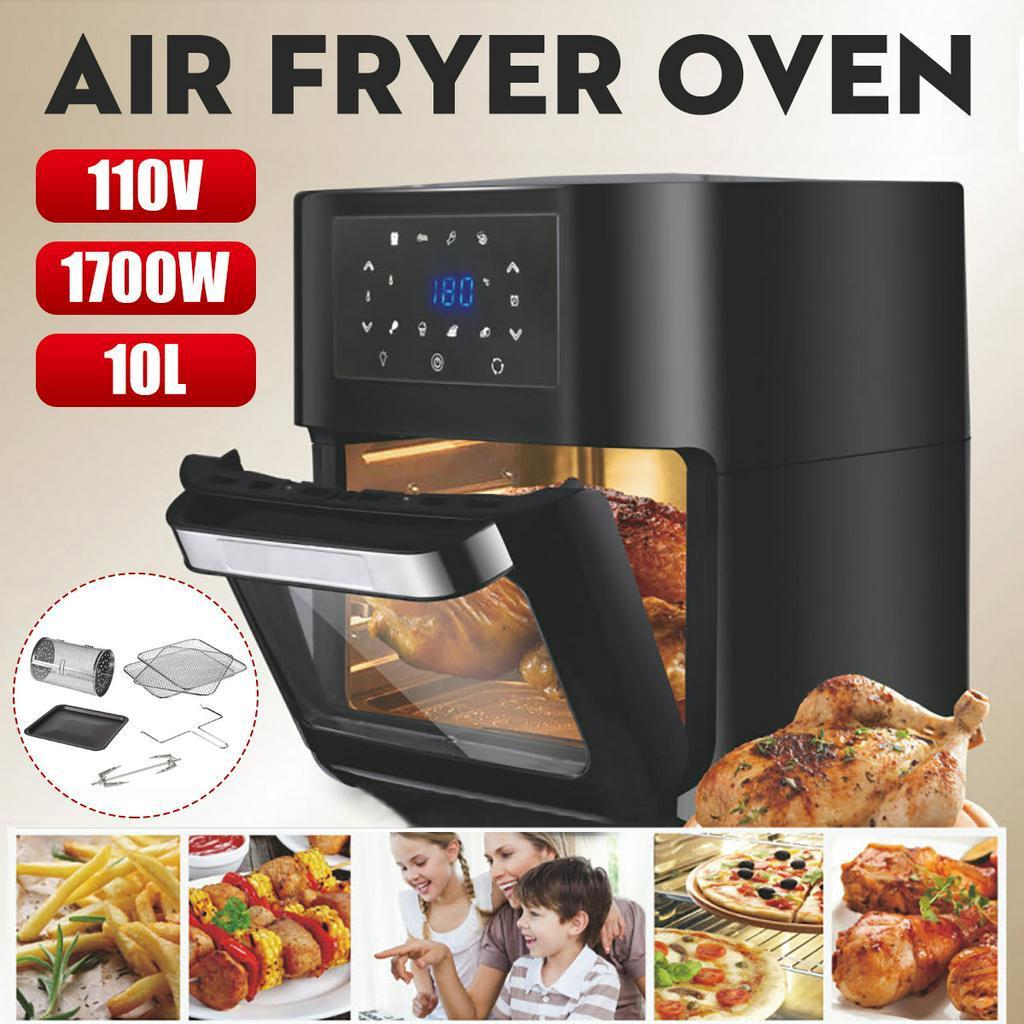 10L Digital Air Fryer Oven 1700W Low Fat Healthy Touch Panel Control Oil Free Black