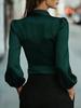 2025 Autumn/Winter V-Neck Satin Tie-Waist Blouse for Women