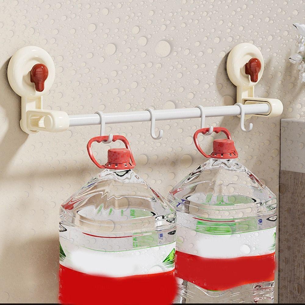 Plastic Suction Cup Towel Rack Punch Free Bath Towel Hanger Durable Single Rod Towel Rack Toilet