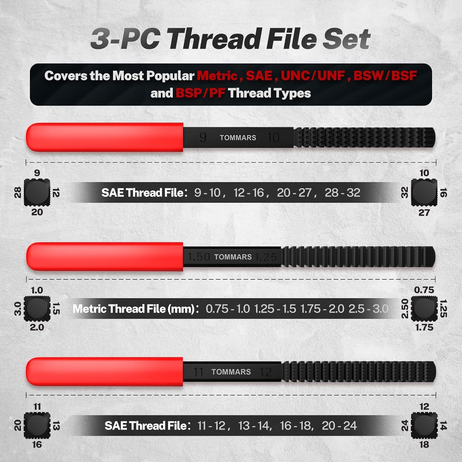 

3-Pc Thread Restorer File Set Thread Restoring Chaser Files United States