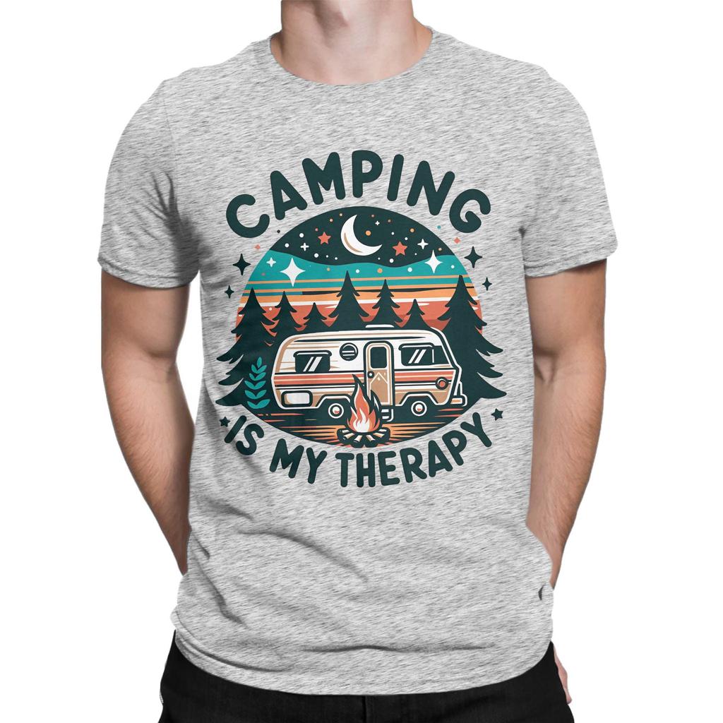 Camping Is My Therapy TShirt RV Campfire Graphic Tee for Outdoorsy People Relaxation  Nature Getaways T Shirts