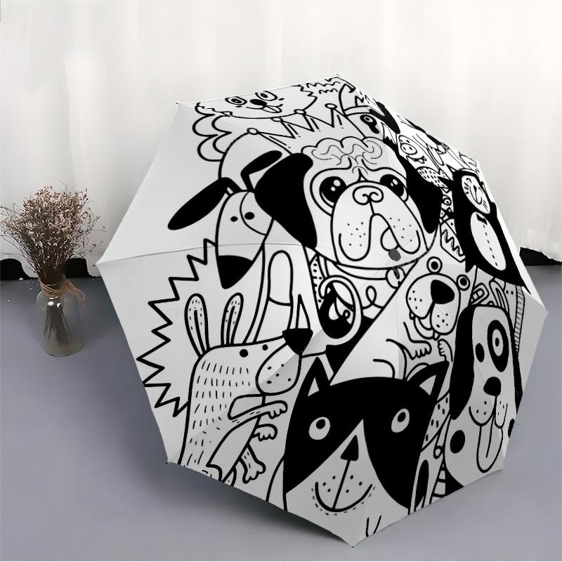 1pc Doodle Animals Automatic Open/close Umbrella, 8-Rib sturdy structure, Auto Folding/Opening, Portable Travel Umbrella for Women,232