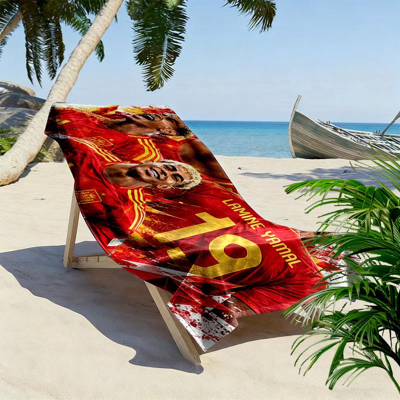 Lamine Yamal Print Beach Towel, Large Soft Quick Dry Towel for Beach Camping Swimming